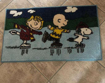 Charlie Brown Snoopy Skating Theme Small Area Rug