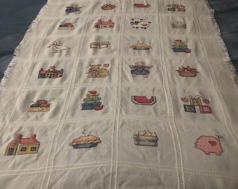 Vintage 90's Baby Cross Stitch Throw