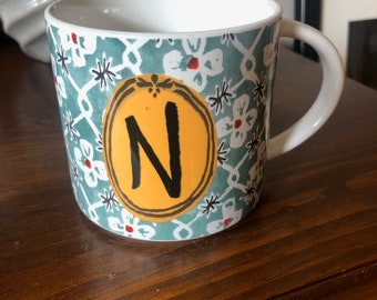 Anthropologie Alexandre Dumas Monogram Initial N Mug