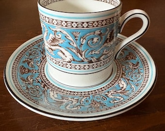 Set of 2 Wedgwood Florentine Turquoise (W2714) Cream Soup Saucers