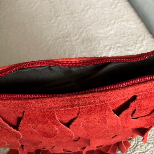 Vintage Italian Red Suede shops Boho Handbag