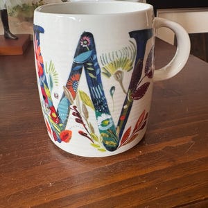 Anthropologie Starla M Halfmann Letters M G H R K P J or W Monogram Mug Letter W