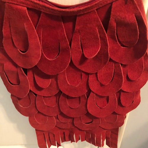Vintage Italian Red Suede shops Boho Handbag