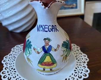 Vinegar Hand Painted Made in Italy Ceramic Bottle