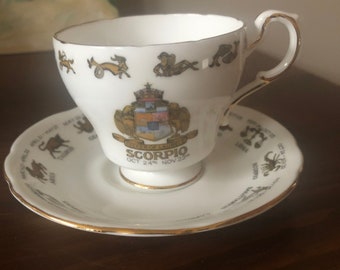Regal Bone China Signs of the Zodiac SCORPIO or TAURUS Cup and Saucer