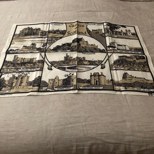 Vintage Bulloch Cowell Castles of Scotland Pure Linen Tea Towel