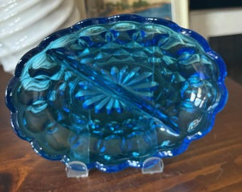 Vintage Blue Oval Dish