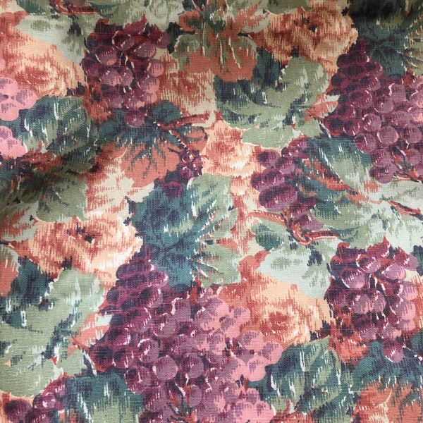 5th Avenue Design Vintage Fabric Screen Printed Floral Grapes 3.7 yards