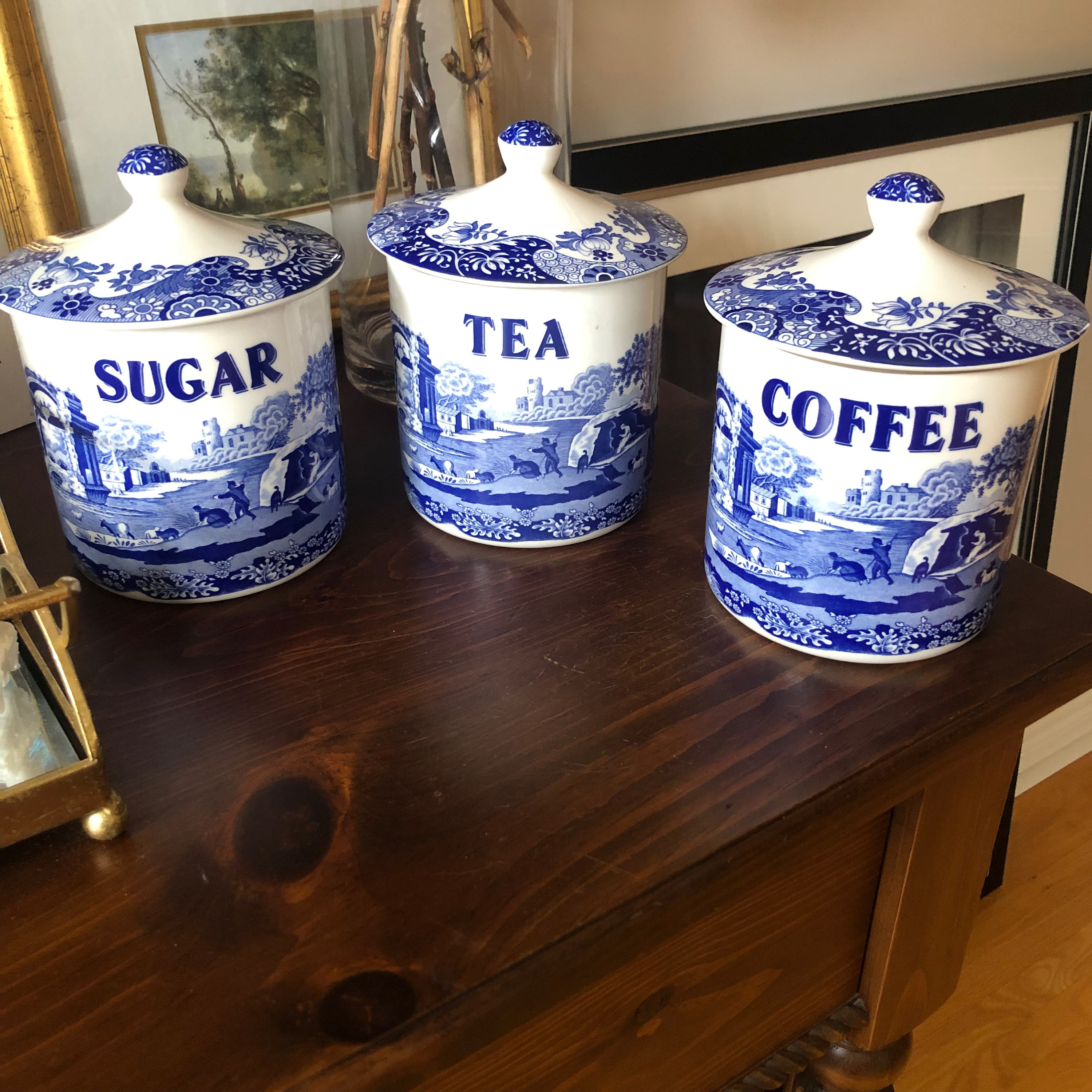 Spode Blue Italian Design COFFEE or TEA or SUGAR Canister Jar