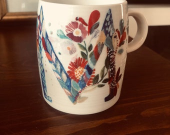 Anthropologie Starla M Halfmann Letters M G H R K P J or W Monogram Mug