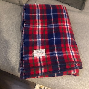 Vintage Sportsman Wool Nylon Plaid Made in Canada Blanket