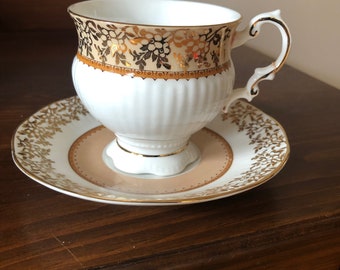 Vintage Elizabethan White Gold Beige Cup and Saucer