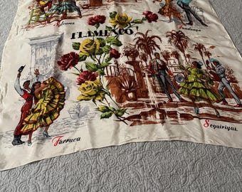 Vintage FLAMENCO Dancers Polyester Scarf
