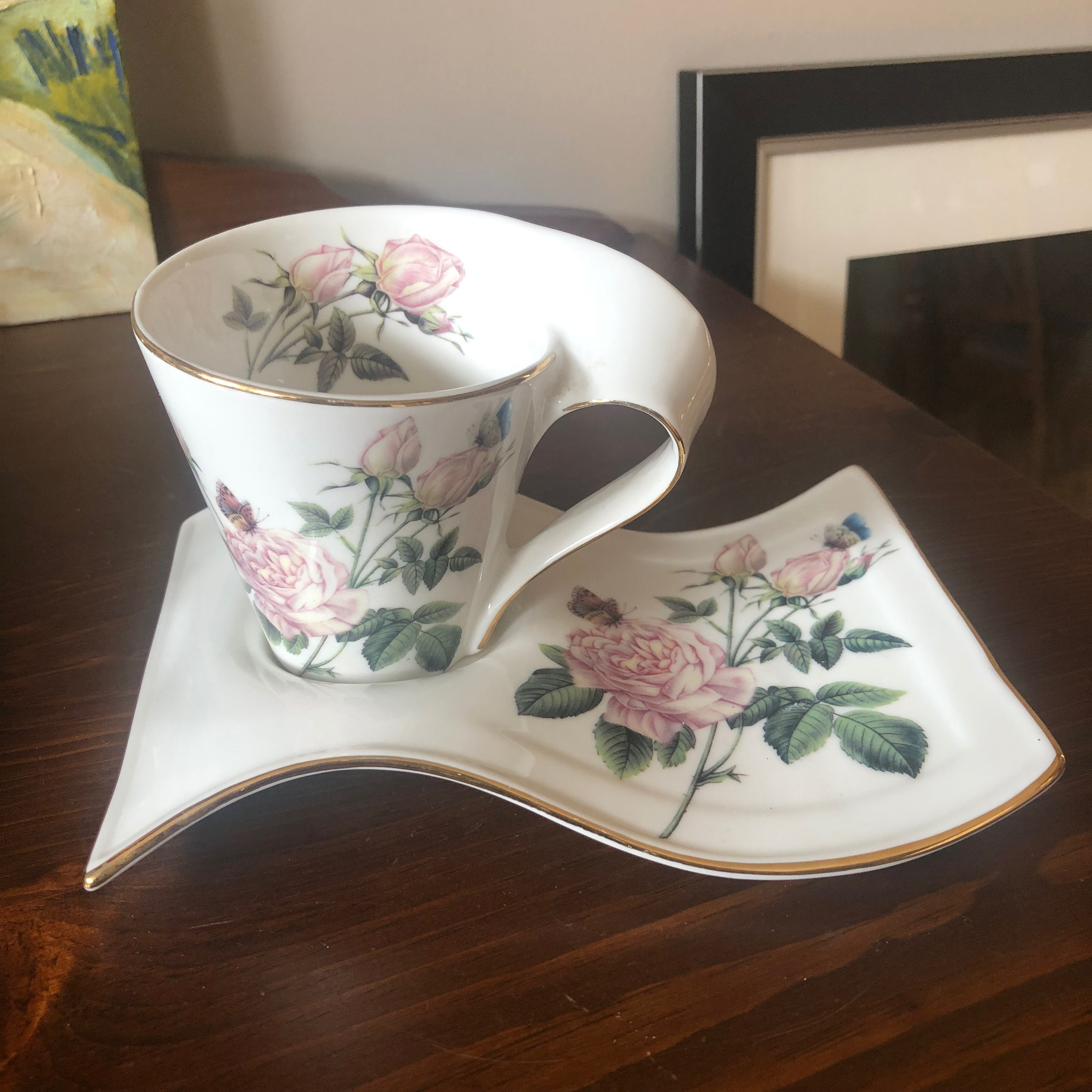 Théière et assiette en porcelaine (neuves) (Neuf avec emballage d