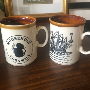 Vintage CORNWALL England Set of 2 Mugs