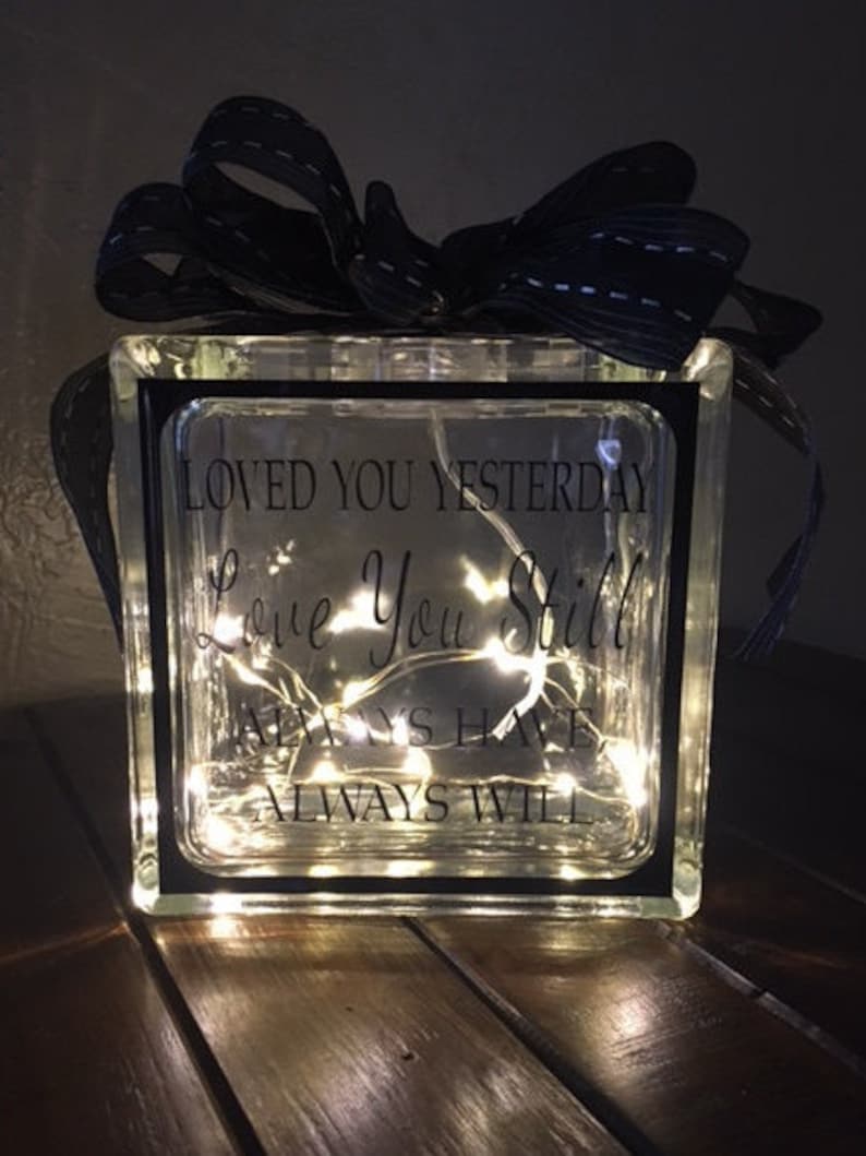 Lighted Glass Block, Battery, Glass Block Night Light, Gift for Her