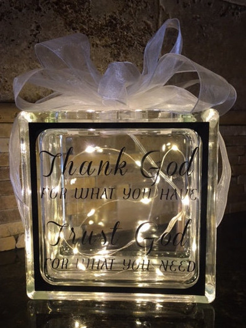 Lighted Glass Block, Battery, Glass Block Night Light, Gift for Her