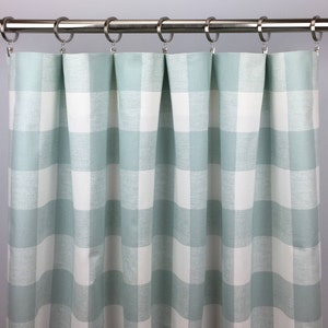 Light Blue Buffalo Check Curtains - Snowy Blue Plaid - Blue Gingham Drapes - Blue Curtains - Farmhouse - Rod Pocket - 63 84 96 108 120
