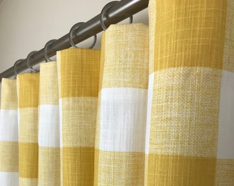 Yellow Plaid Drapes Etsy