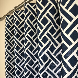 Eastwood  Slub Rod-Pocket Curtains - Geometric Curtains - Living Room Curtains - Bedroom Curtains - 63 84 96 108 120