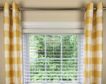 Yellow Plaid Drapes Etsy