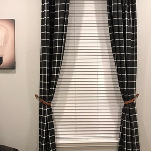 Black and White Slub Rod-Pocket Curtains - Abbot Ink Slub - Black Plaid Curtains - Farmhouse Curtains - Rod-Pocket - 63 84 96 108 120