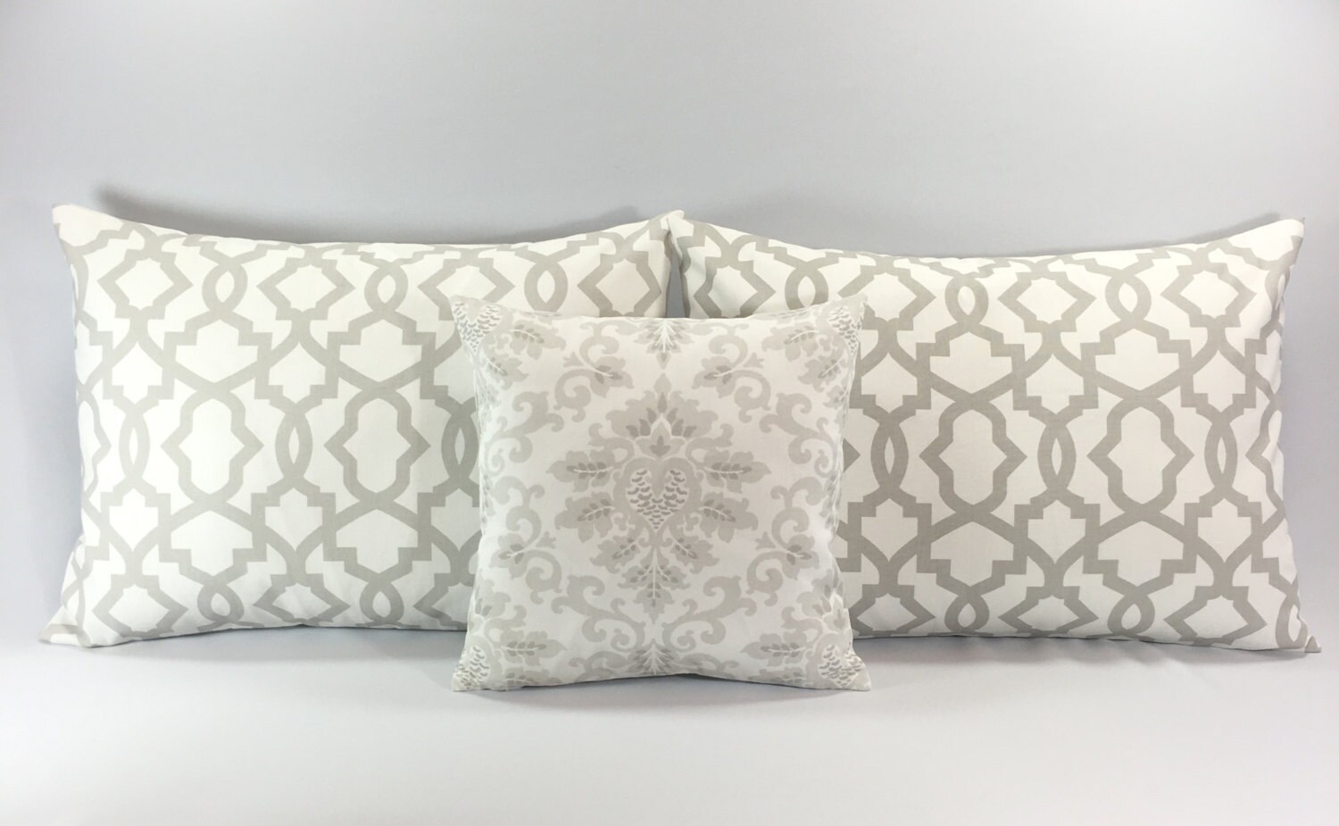 Light Grey Bedding Pillow Set Soft Grey Bed Shams Damask Etsy