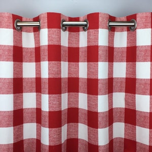 Red and White Buffalo Check Grommet Curtains - Red Buffalo Plaid - Red Gingham Curtains - Red and White Check - Farmhouse Curtains