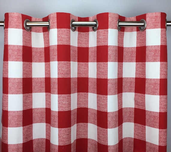 Red and White Buffalo Check Grommet Curtains Red Buffalo Plaid Red