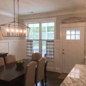 Buffalo Check Cafe Curtains - Ecru Plaid Tiers - Kitchen Valances - Farmhouse - Grey Blue Green Tiers Yellow Red Cafe Curtains - Custom size