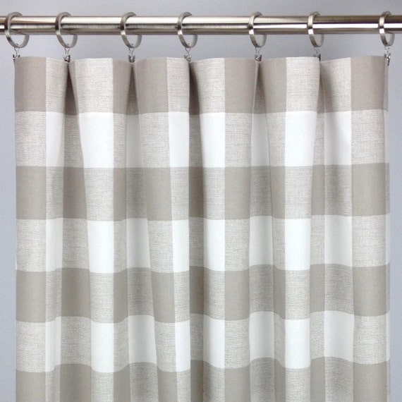 Beige Buffalo Check Curtains Free Shipping Ecru Plaid Etsy