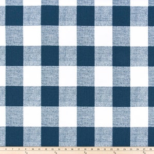 Denim Blue Buffalo Check Rod-Pocket Curtains - Navy Buffalo Check Curtains - Blue and White Gingham Drapes - Farmhouse Curtains - Rod-Pocket
