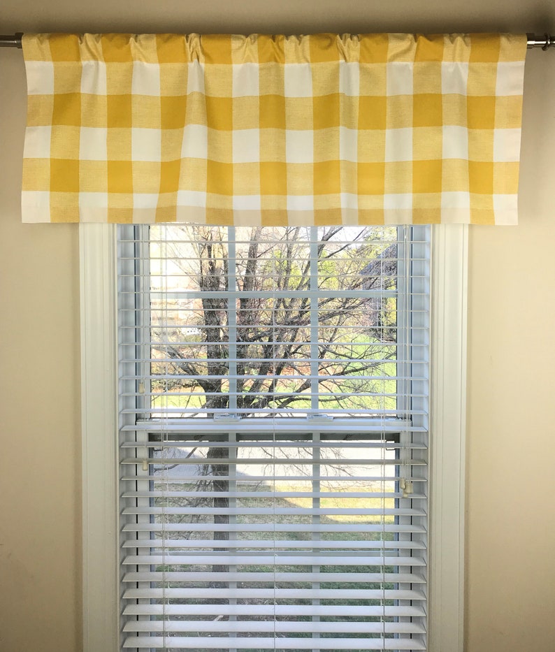 Yellow and White Buffalo Check Valance Yellow and White Etsy