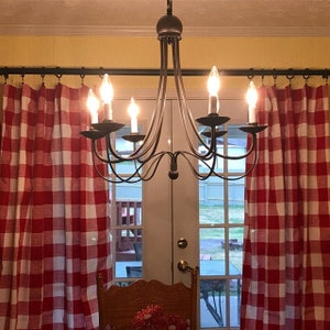 Red and White Buffalo Check Rod-Pocket Curtains - Red Buffalo Plaid Curtains - Red Gingham Curtains - Farmhouse Curtains - 63 84 96 108 120