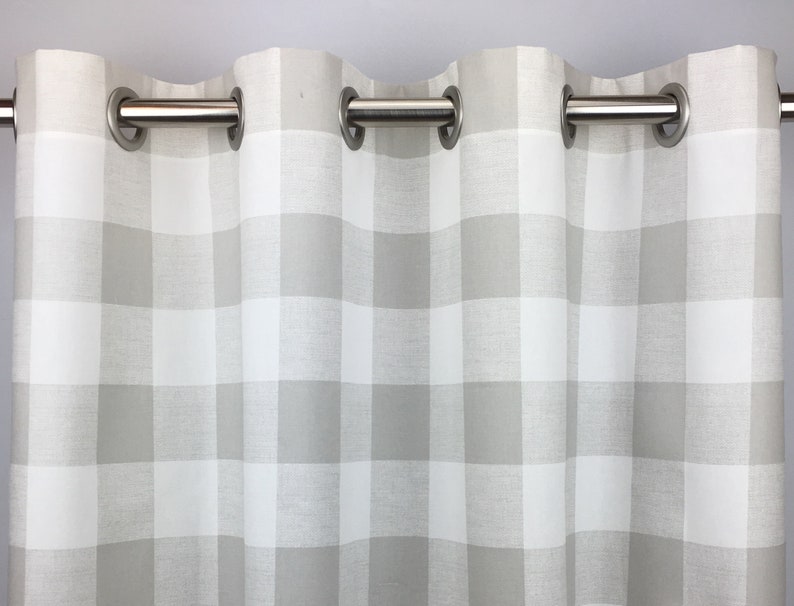 Gray Buffalo Check Curtains Free French Gingham Ds Light Grommets 63 84 96 108 120