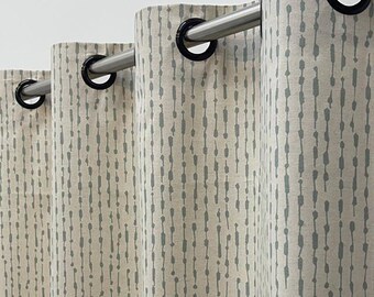 Blue Fog Reed Cotton Linen Grommet Curtains–Scott Living, Lining Option, Custom Size