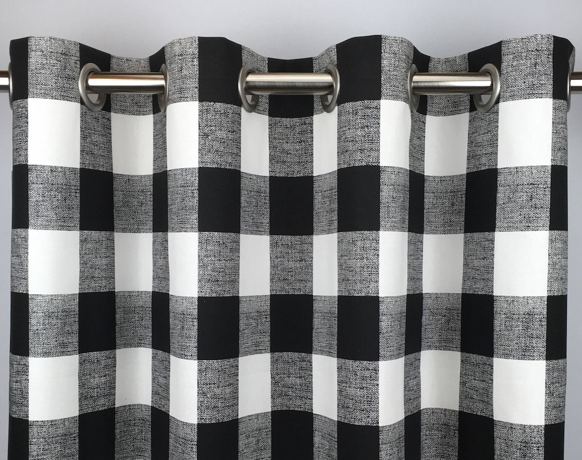Black and White Buffalo Check Curtains Black Plaid Check Etsy Denmark