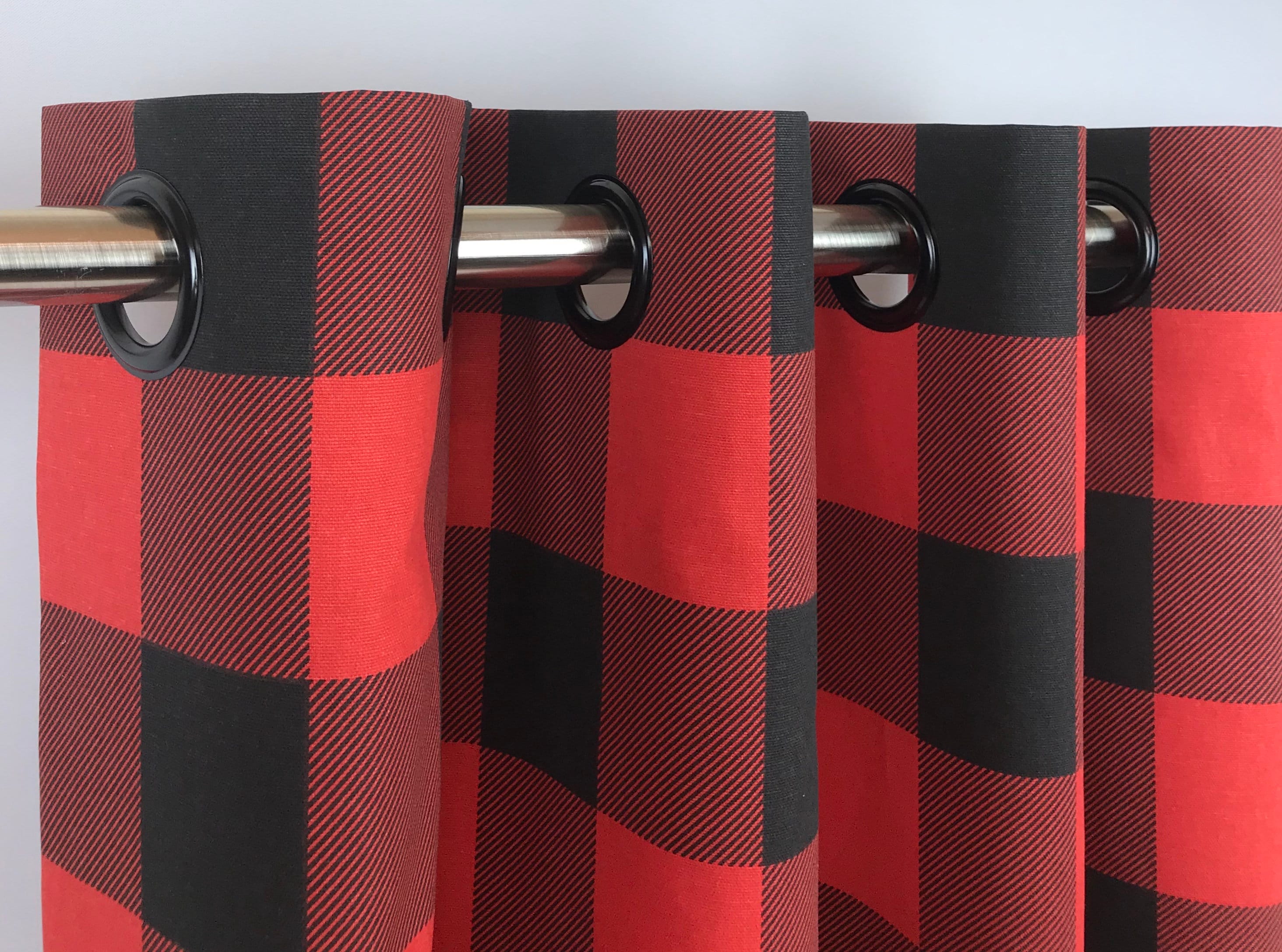 Black and Red Buffalo Check Curtains Red and Black Gingham Etsy
