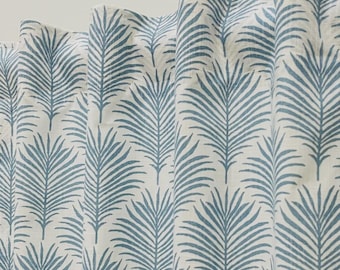 Palmetto Mist Back Tab Curtains- Blackout Cotton Lining Option-Custom Size-Blue Hidden Tabs Drapes-5 Widths