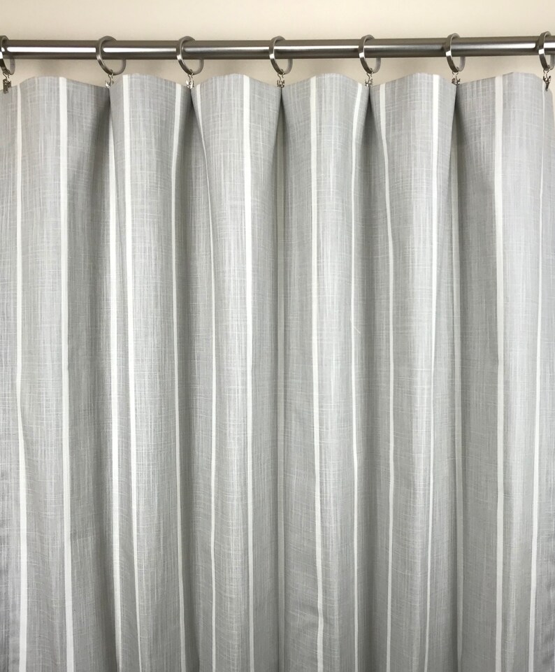 Light Gray Striped Slub Rod Pocket Curtains Free Shipping Etsy