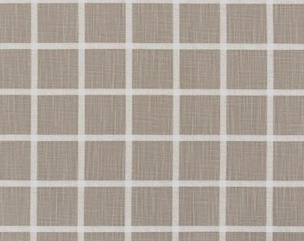 Grommet Cotton Lined Curtains - Taupe & White Plaid, Abbot Ecru Slub (50" x 120")