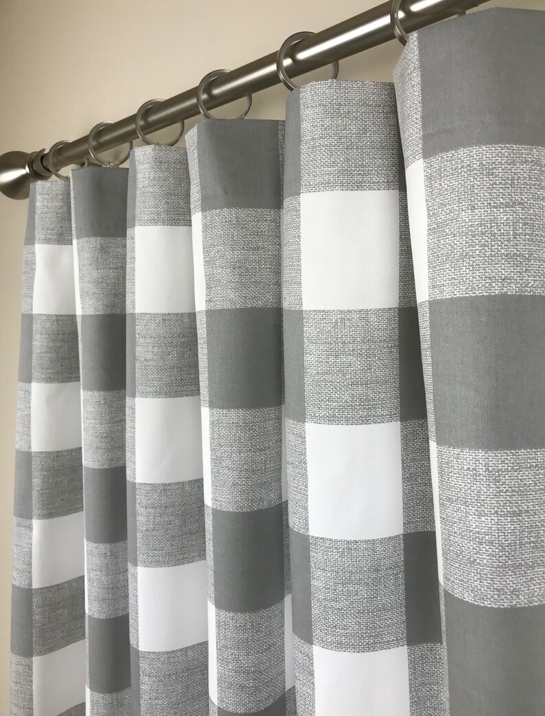 Gray Buffalo Check Rod Pocket Curtains Free Anderson Storm Gingham 63 84 96 108 120
