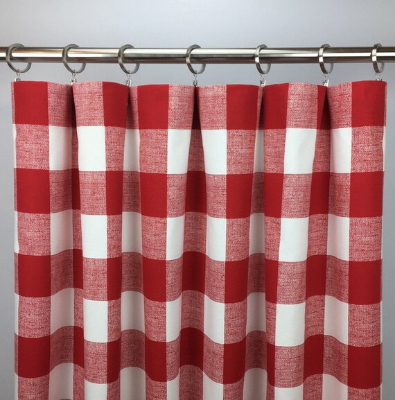Red Buffalo Check Curtains Red Buffalo Plaid Curtains Red Etsy
