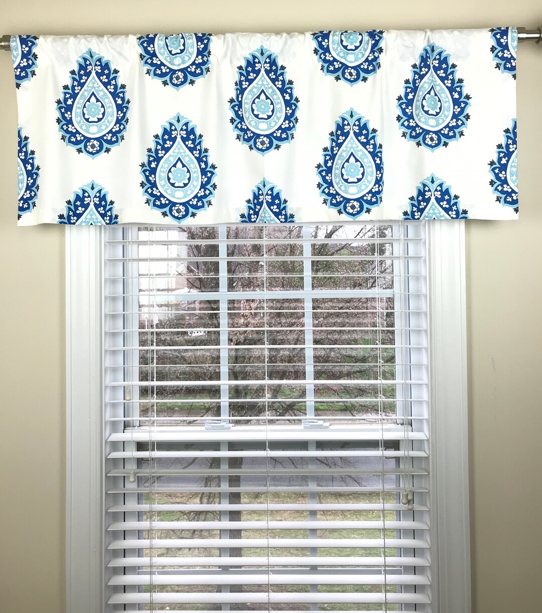 Ready to Ship Blue and White Valance Coastal Blue Window Valance 50 X