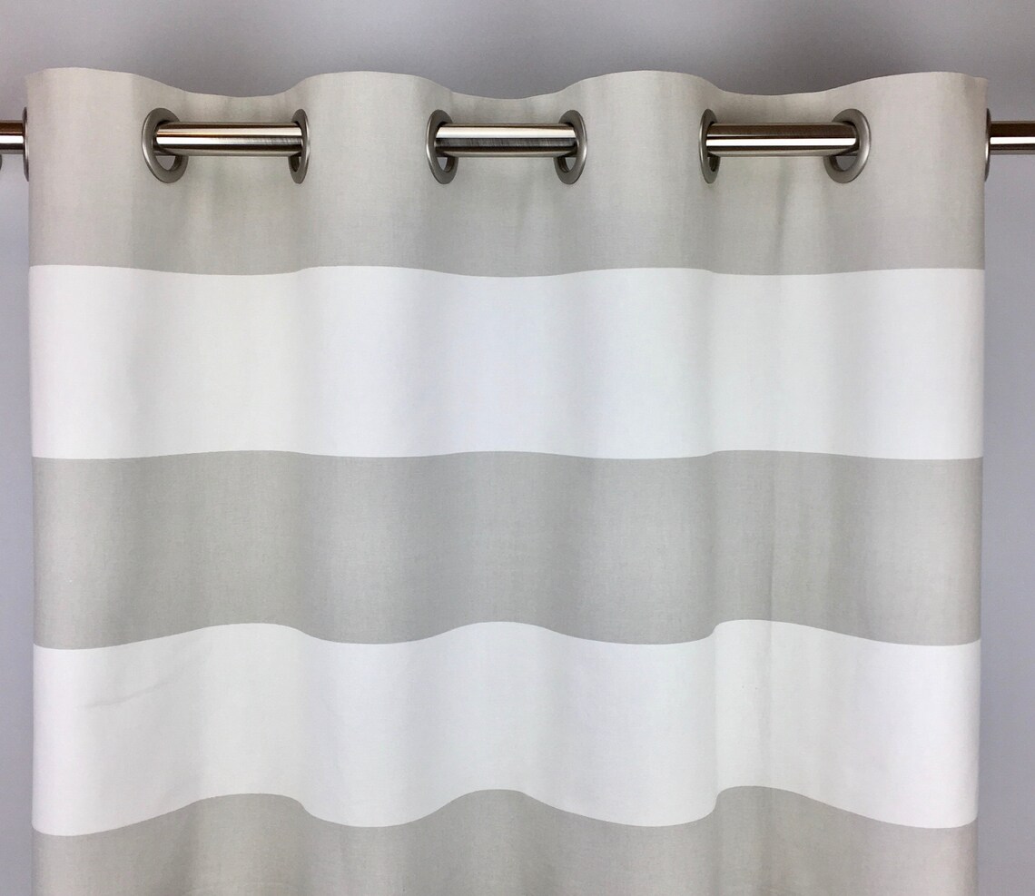 Light Gray and White Horizontal Striped Curtains FREE Etsy