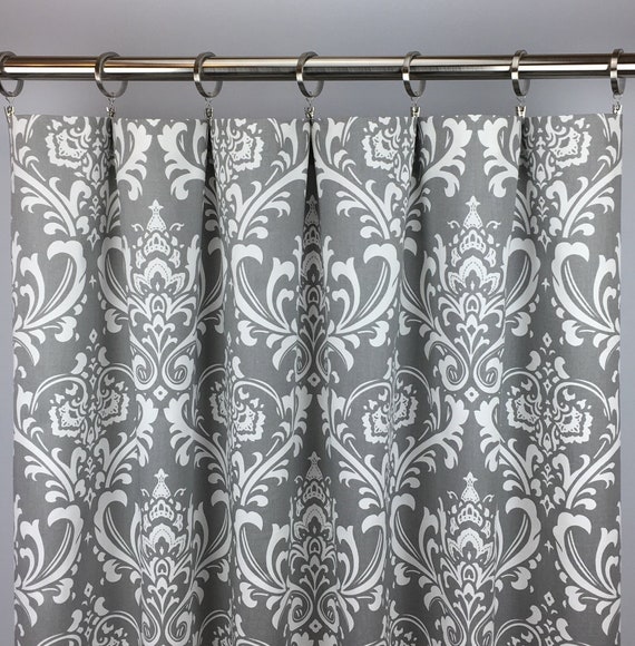 Gray Damask Curtains Free Shipping Light Gray And White Etsy