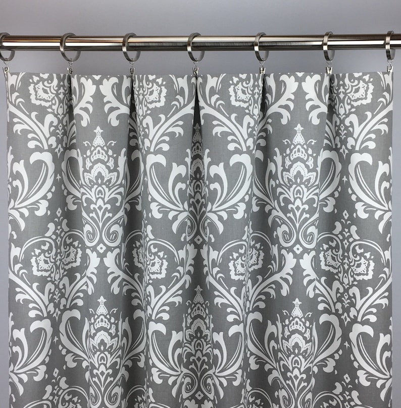 Gray Damask Curtains FREE SHIPPING Light Gray and White Etsy