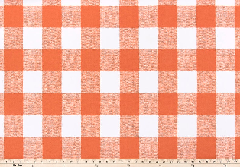 Orange And White Buffalo Check Grommet Curtains Free Etsy