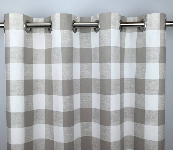 Beige Buffalo Check Curtains Free Shipping Ecru Plaid Etsy