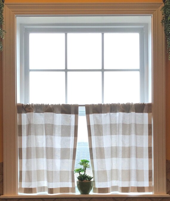 Buffalo Check Cafe Curtain Plaid Tier Curtains Kitchen Buffalo Check Cafe Curtain Plaid Tier, Plaid Kitchen Curtains